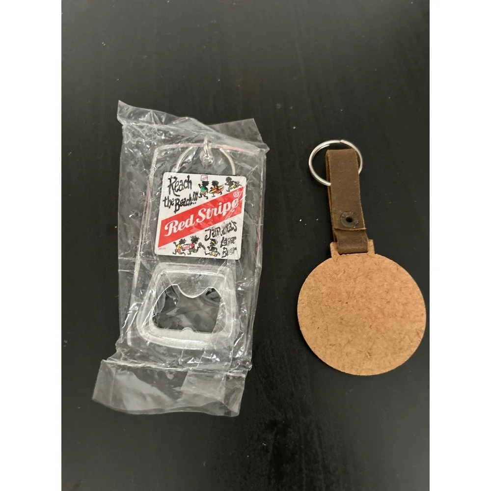 Keychain Bottle Opener Red Stripe Beer Jamaica Lager Montexoo Leather Key Ring